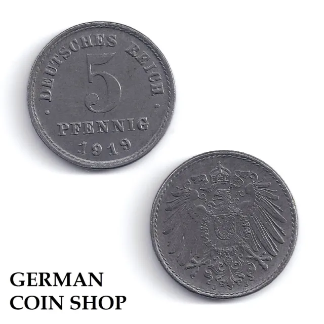 5 Pfennig Eisen 1916 1917 1918 1919 1920 1921 1922 A D E F G J