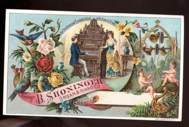 Trade card-B. Shoninger Organs & Pianos-New Haven, Connecticut