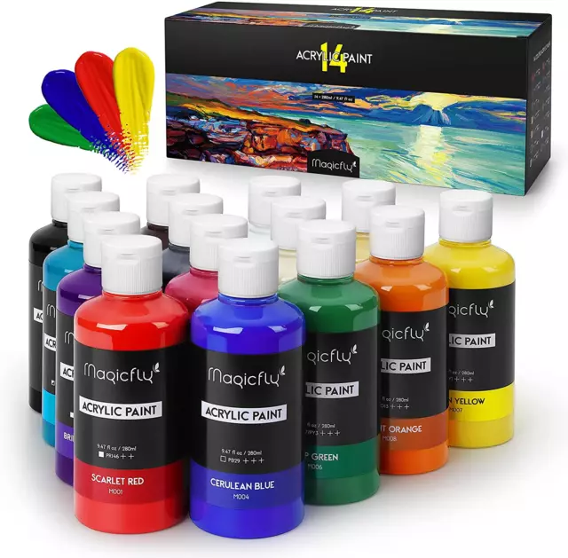 Nicpro 14 Colors Large Bulk Acrylic Paint Set (16.9 Oz,500 Ml) Rich Art Painting  Supplies