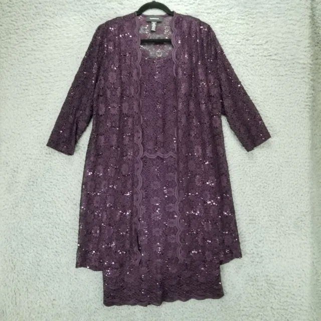 R & M Richards Dress & Jacket Womens 12 Mother Of The Bride Purple Lace