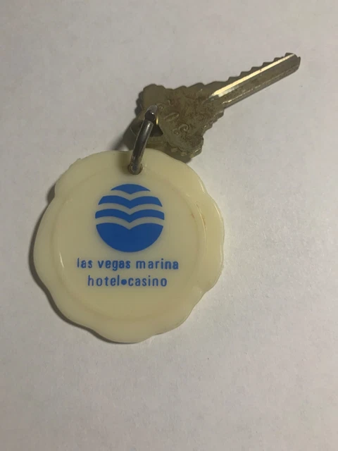 Marina Hotel & Casino Motel Room Key Fob with Key Las Vegas Nevada #302 RARE