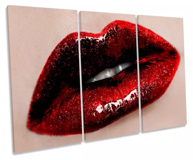 Glossy Lips Lipstick Fashion Print TREBLE CANVAS WALL ART Picture Red