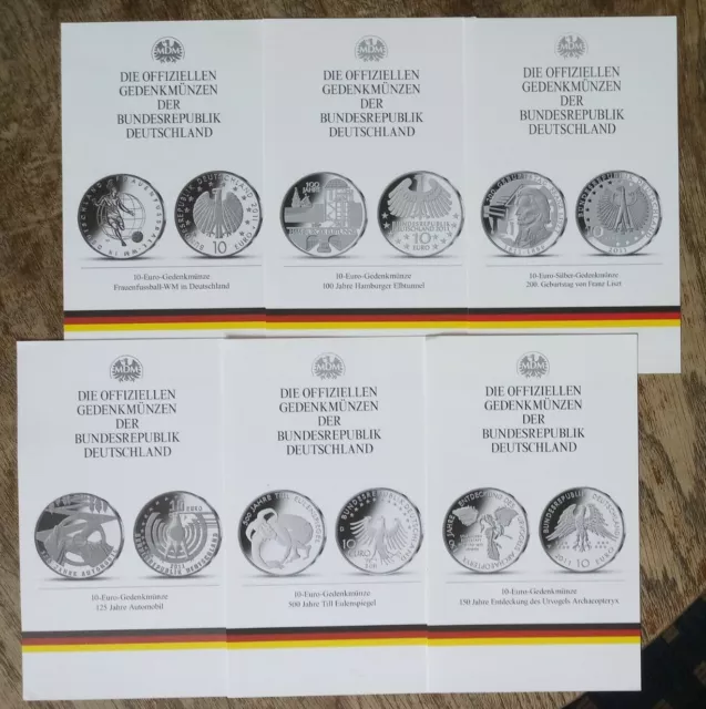 MDM Flyer für 6 x 10 Euro Gedenkmünzen BRD 2011 kompletter Jahrgang Originale