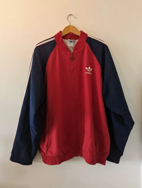 Vintage Retro Adidas Bomber Track Jacket Red Navy Blue 90s y2k size 44/46