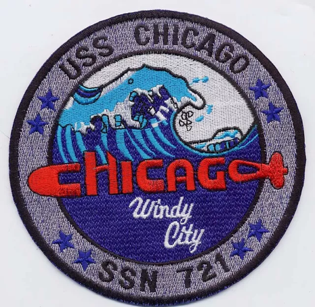 USS Chicago SSN 721  Crest "Windy City" 5 inch Fully Emb a958