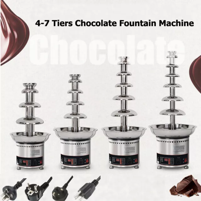 Stainless Steel Commercial Heating Chocolate Fountain Machine 4-7 Tiers Fondue