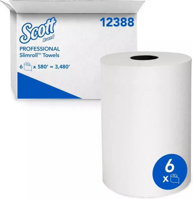Slimroll Hard Roll Paper Towels (12388) with Fast-Drying Absorbency Pockets, Whi