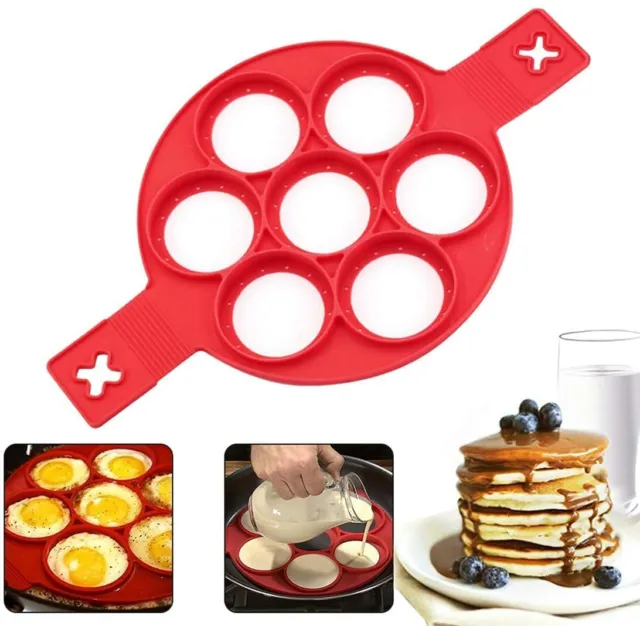 Stampo In Silicone 7 Anelli Per Pancakes Cucina Frittelle  Antiaderente Padella