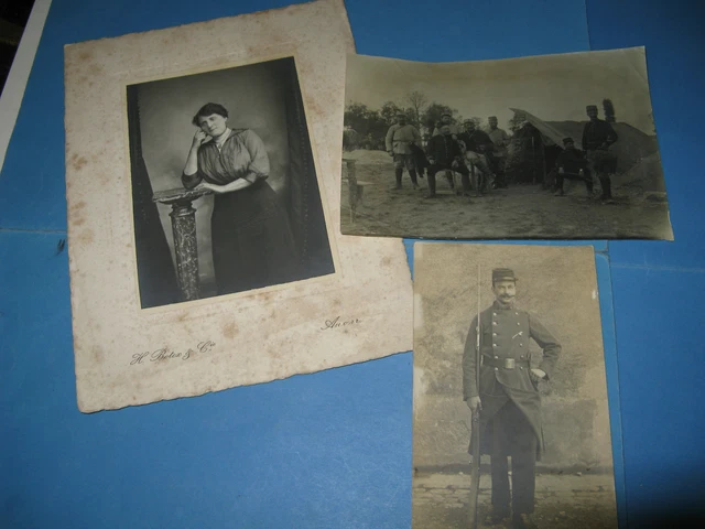 LOT DE 3 Photographies Poilus Guerre 14-18 Abris Tranchees Reillon