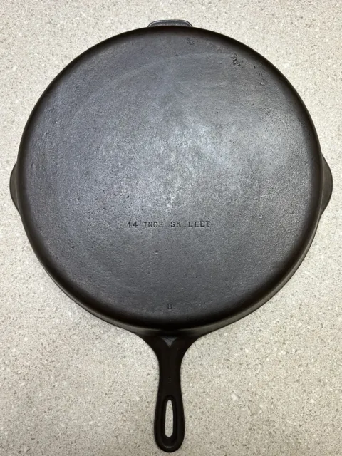 Unmarked Wagner 12 Cast Iron Skillet 14 Inch Smooth Bottom Cleaned Seasoned  