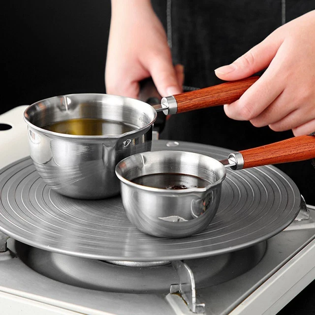 Pentola latte piccola padella mini superficie lucida acciaio inox resistente al calore
