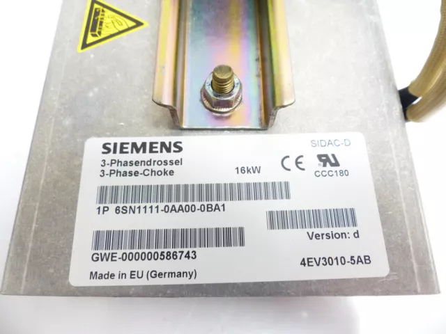 Siemens 6SN1111-0AA00-0BA1 3-Phase Throttle Version: D 3