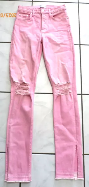 COTTON CITIZEN Womens Jeans Skinny Button fly Leg Slit Pink 26 Distressed F72