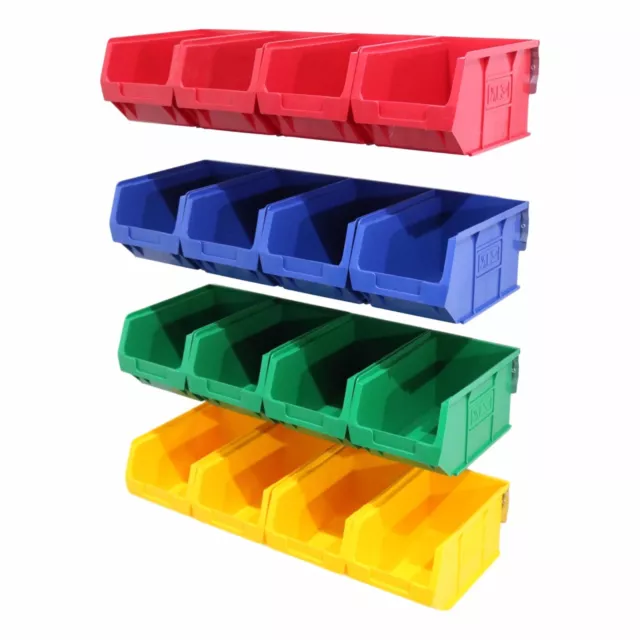 Size 3 Plastic Parts Storage Bins Boxes With Individual Steel Wall Hanging Rails