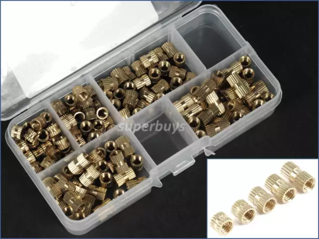 150pcs M5 5mm - 12mm Solid Brass Knurled Nuts Threaded Embedded Round Insert
