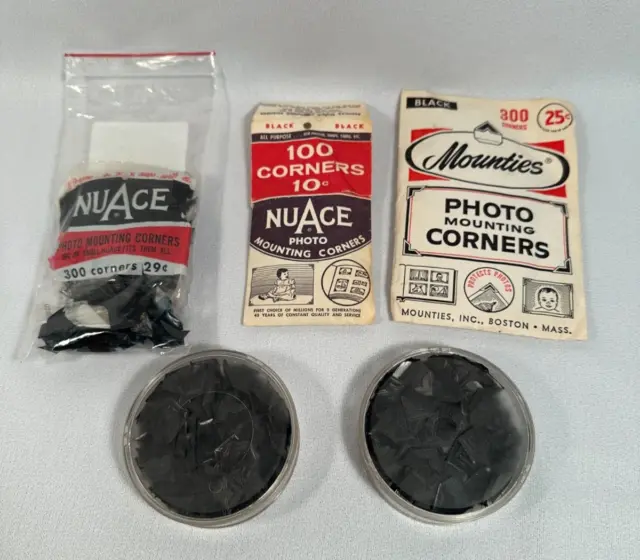 Lot of Vintage Black Photo Mounting Corners Mounties NuAce Scrapbooking