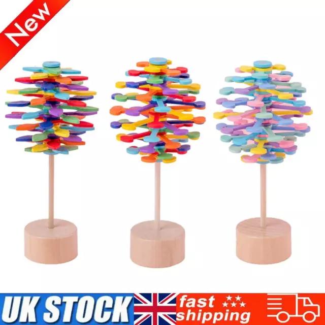 Children Wooden Helicone Wand Rotating Lolly Toy Kids Stress Relief Inserted Toy