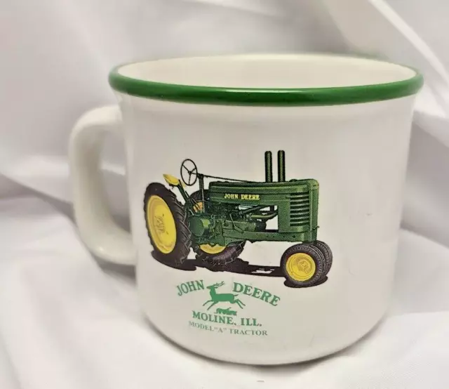 Coffee Mug John Deere Moline Illinois White Cup Green Tractor