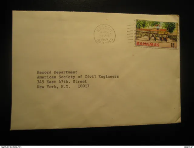 Nassau 1969 To New York USA Air Mail Cancel Cover Bahamas
