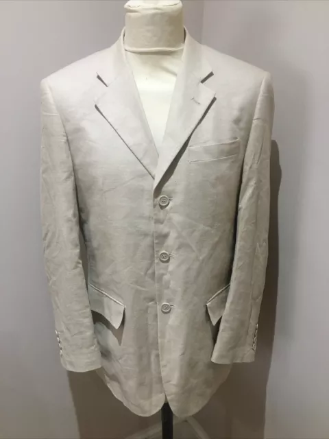 Mens Butler & Webb Blazer Size 36R Linen Blend Beige Lined Smart Jacket