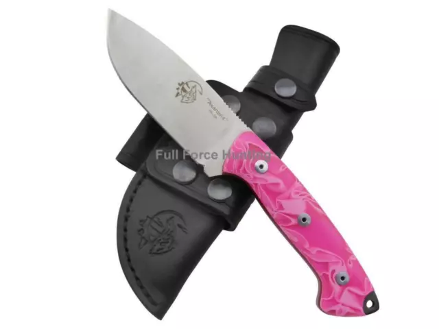 J&V Adventure Knives Axarquia Pink Knife Full Tang Fixed Blade Hunting Camper