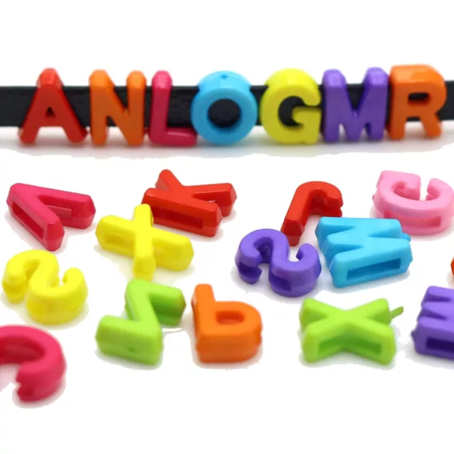 200 Mixed Color Acrylic Alphabet Letter Slide Charm Fit 8mm Wristbands Bands