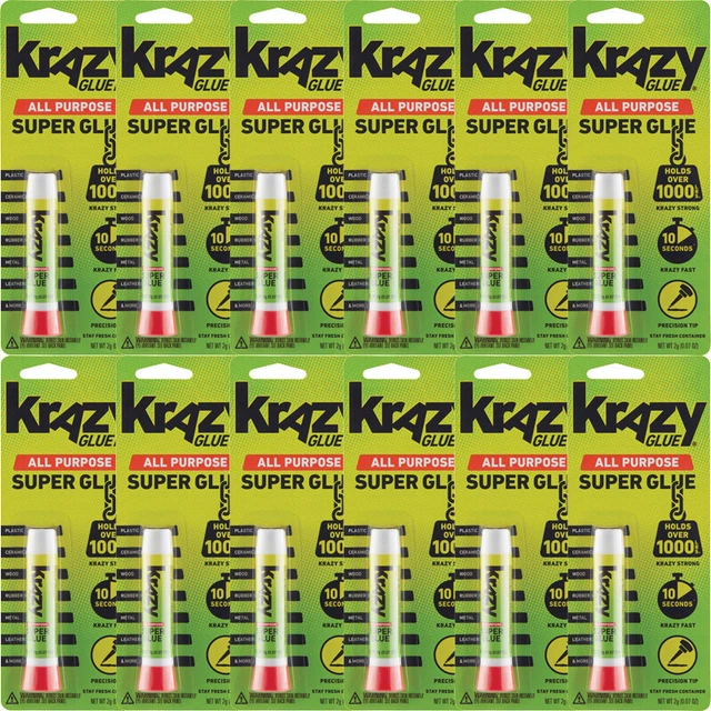 12 PACK KRAZY Glue Instant Strong All Purpose Fast Drying Super Glue