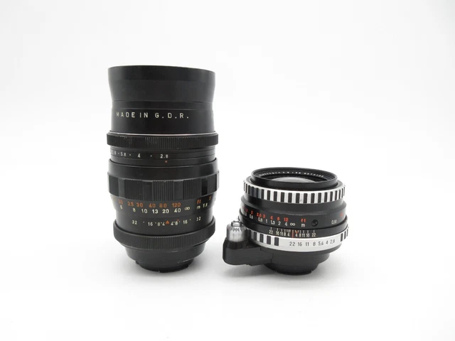 2x Exa Exakta Objektiv Pentacon 2.8/135 + Carl Zeiss Jena Flektogon 2.8/35 mm