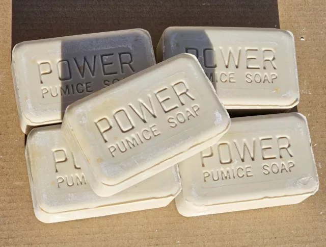 FIVE (5) Power Pumice Bar Soap - Unwrapped - Gray Color