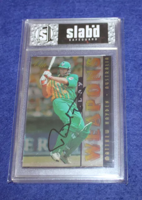 1996 Matthew Hayden Futera ODI Weapons Genuine Autographed Slabbed Cricket Card