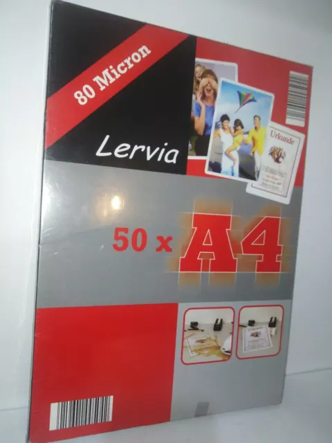 LERVIA A4 50 fogli lucidi per plastificatrice 80 micron sigillato EUR 5,90  - PicClick IT