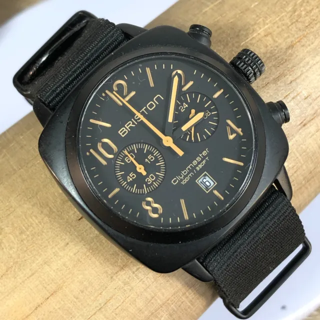Briston 16140.IMG.B.4.NB Men's Clubmaster Black Quartz Watch Black Orange