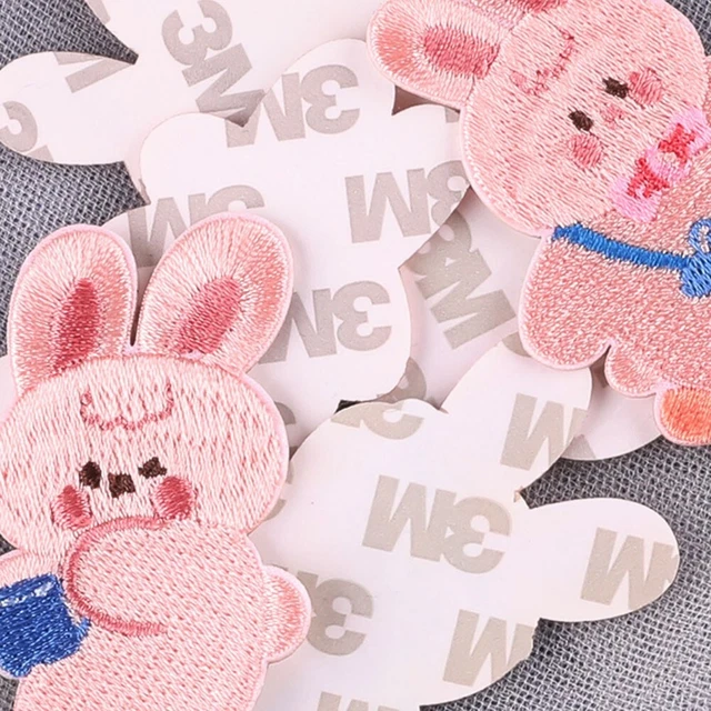 6 pz set toppe in tessuto fai da te con simpatico ricamo cartone animato conigli