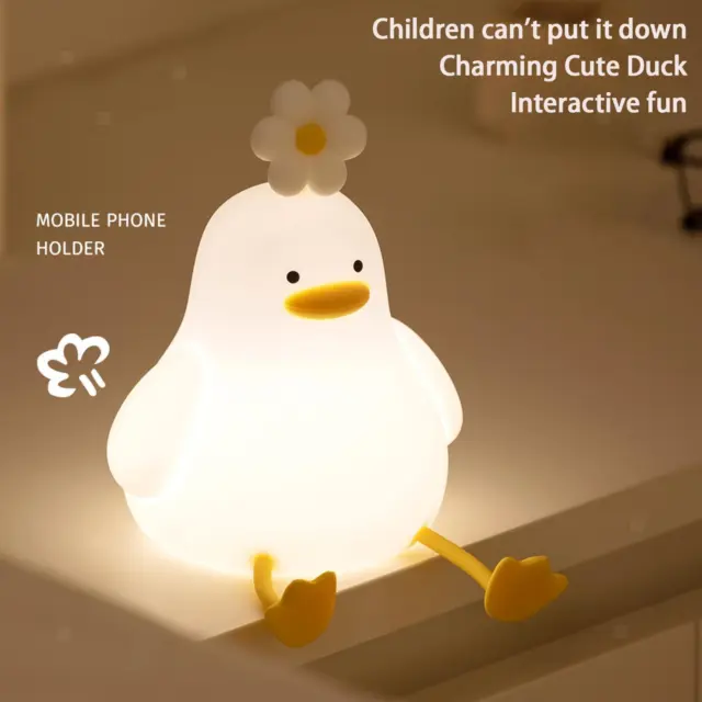 Veilleuse enfants, lampe de chevet en Silicone en forme de canard mignon  pour chambre d'enfant, commande tactile - Rechargeable, à intensité variable