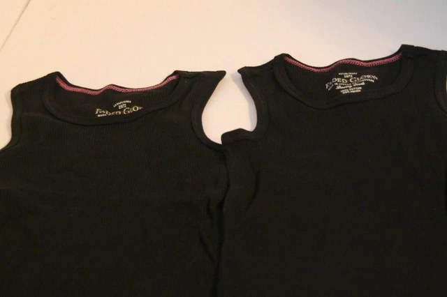 Lot of 3 Faded Glory Girls Black Ribbed Solid Tank Top Shirt Size 4-5 XS Under