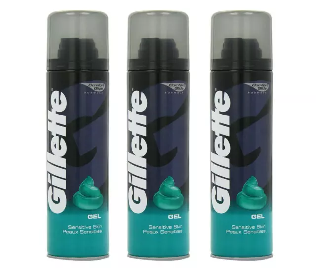 Gillette Classic Sensitive Skin Shaving Gel Lightly Fragranced 200ml / Pack Of 3