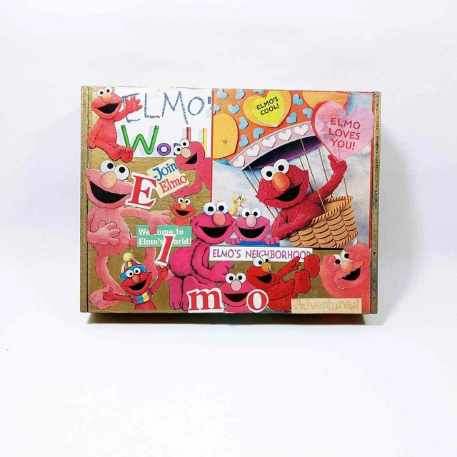 Vintage Elmo Trinket Storage Box Handcrafted Treasure Wood Box (hsu)
