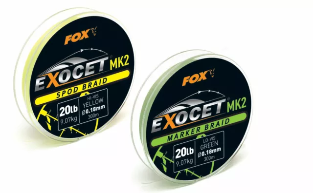 Fox Exocet Spod Marker Braid 20lb 300m MK2 - All Models - Carp Fishing NEW 2