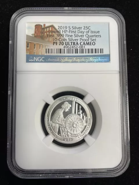 2019 S Silver 25C Lowell HP-FDOI First .999 Fine Silver Quarter PF70 NGC U.C