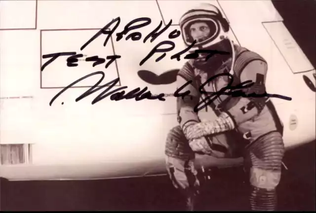 Wallace Johnson Signed 4x6 Photo NASA Apollo Test Pilot Space Navy Sailor Auto