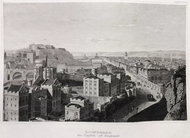 Scotland, EDINBURGH ROYAL MILE PRINCES STREET CASTLE ~ 1833 Art Print Engraving