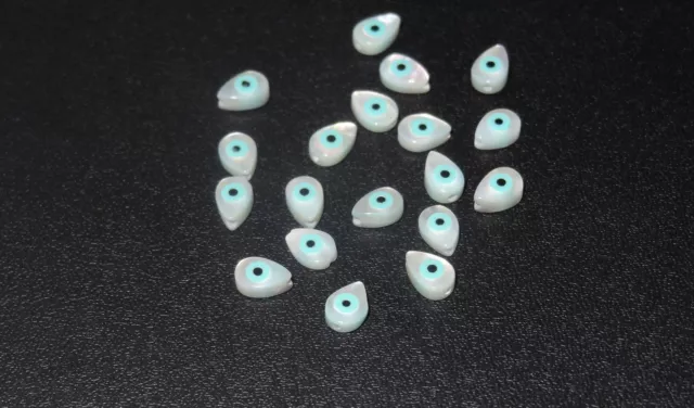 Pear Shape Mother of Pearl Size Choice Evil Eye Loose Stones WITH HOLE 2