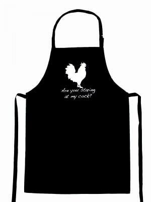 Adult Fun Cooking Apron Staring At My Cock Design Black Cotton Novelty Pinny
