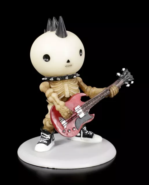 Skelett Figur - Rockstar Lucky mit Bass Gitarre - Gothic Musiker Halloween Deko