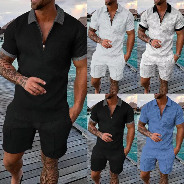Men's Shirt And Shorts Set Summer Outfits Casual Short Sleeve Suit For Men 2