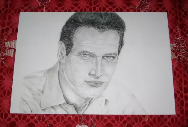 Disegno Matita E Carboncino 33X48 - Paul Newman - Bellissimo!