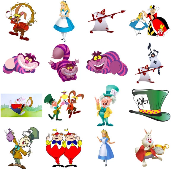 Alice in Wonderland, iron on T shirt transfer. Choose image and size