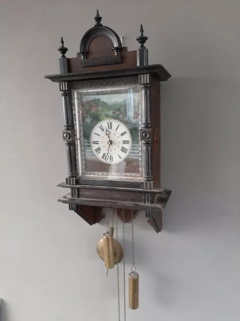 Antique German Glass Dial Striking Wall Clock For Tlc