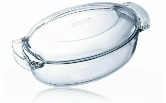 Pyrex Classic leicht griffiges Glas ovale Auflaufschale mit Deckel 5,8 l - transparent
