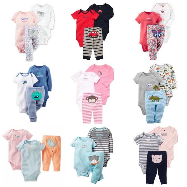 NEW Carter's 3 PC Layette Character Set Outfit Baby Girl Boy Bodysuit Pants